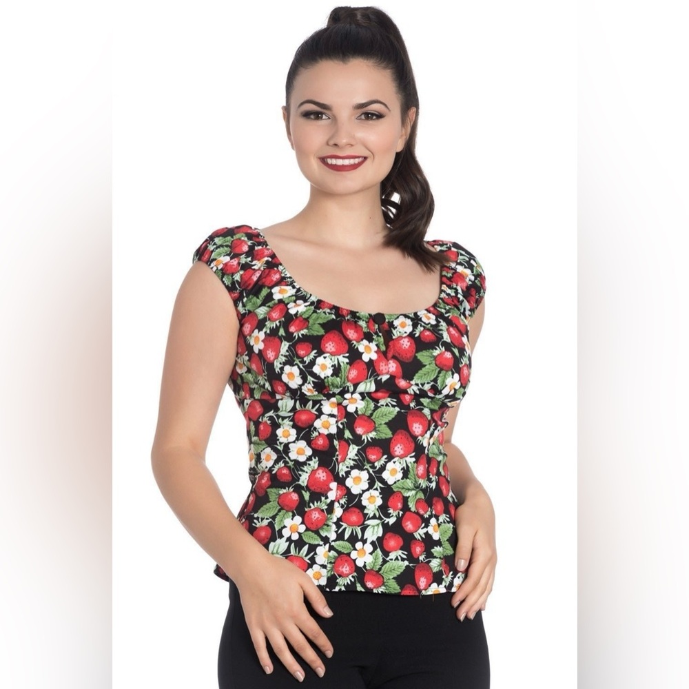 Hell Bunny Strawberry Sundae Peasant Top